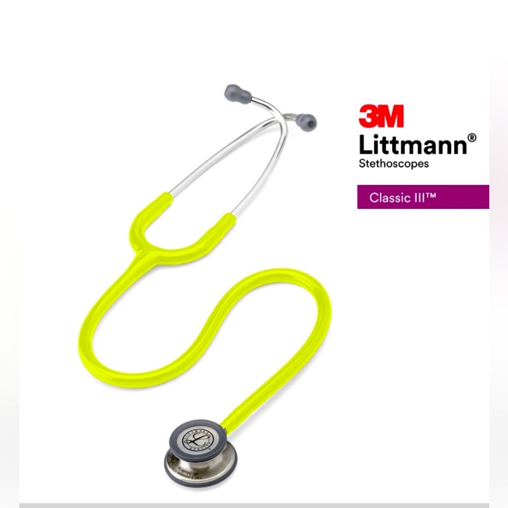 New! 3M Littmann Classic III Monitoring Stethoscope, Lemon-Lime Tube, …
